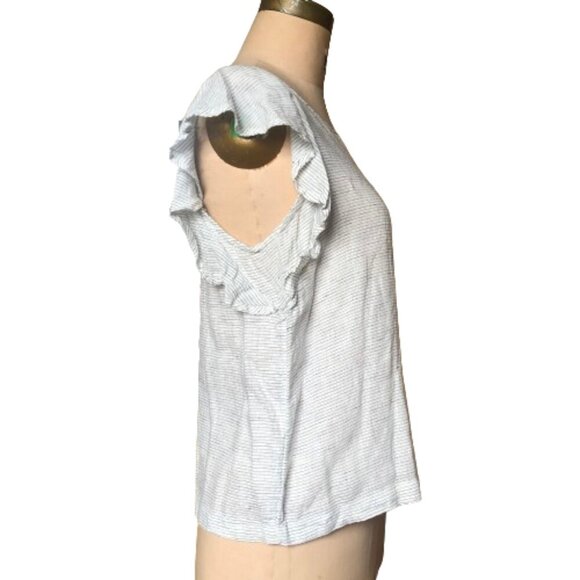 Catherine Malandrino flutter sleeve 100% linen top blouse - Picture 6 of 13
